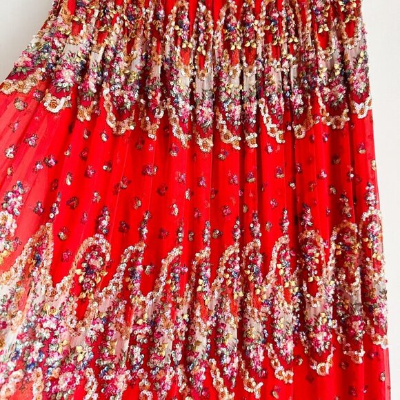 Vintage Adele Wechsler Silk Fully Beaded Midi Skirt S - Picture 2 of 9